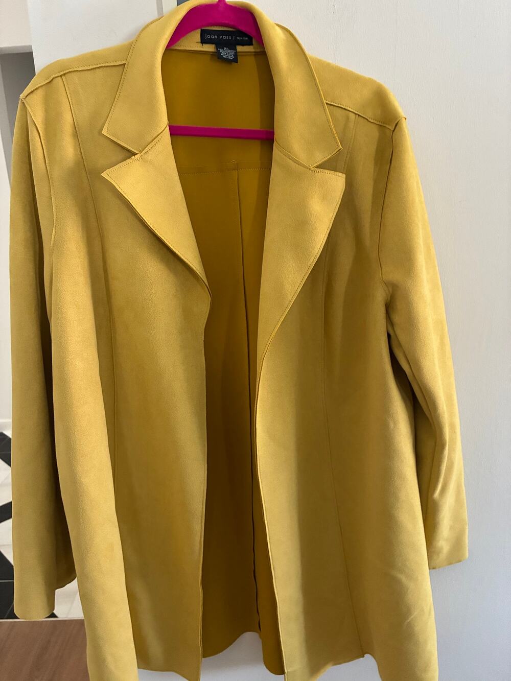 Joan Vass Womens Jacket XL Faux Suede Duster Tan  Lagenlook Minimalist Career